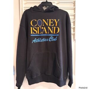 NWOT Coney Island Picnic Athletics Black Hoodie Pocket Blobcore Basic Essential